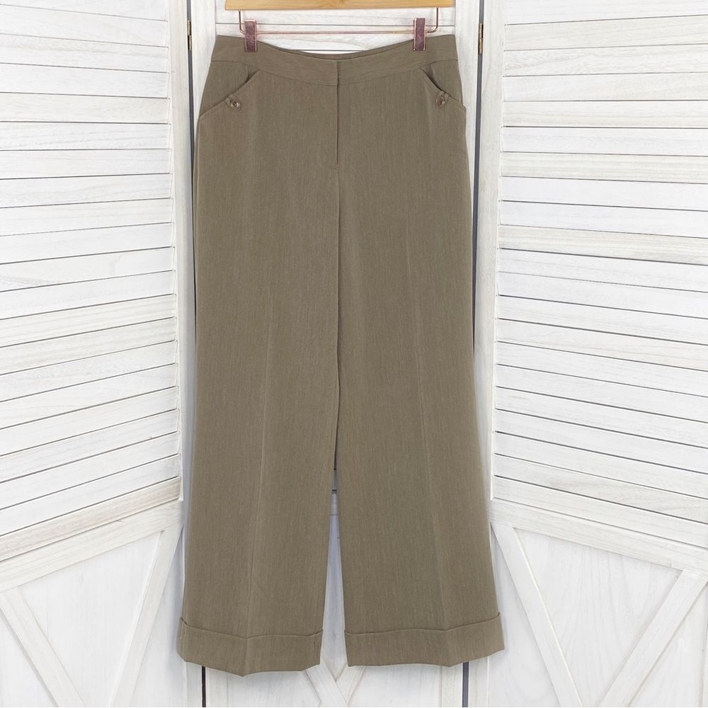 East 5th Petite Cuffed Wide Leg‎ Dress Pants Trousers Taupe Brown 8P